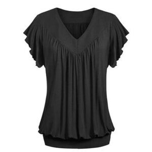 BloomChic Plus Size 2XL Plain Gathered V Neck Ruffle Sleeve T-shirt us18-20